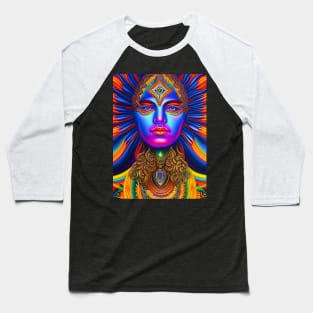 Techno-Shaman (25) - Trippy Psychedelic Art Baseball T-Shirt